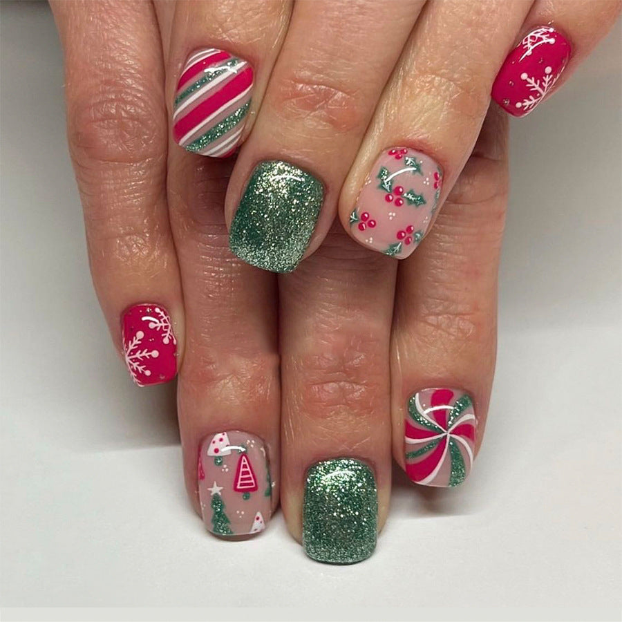 Festive Floral Nails for Winter Magic