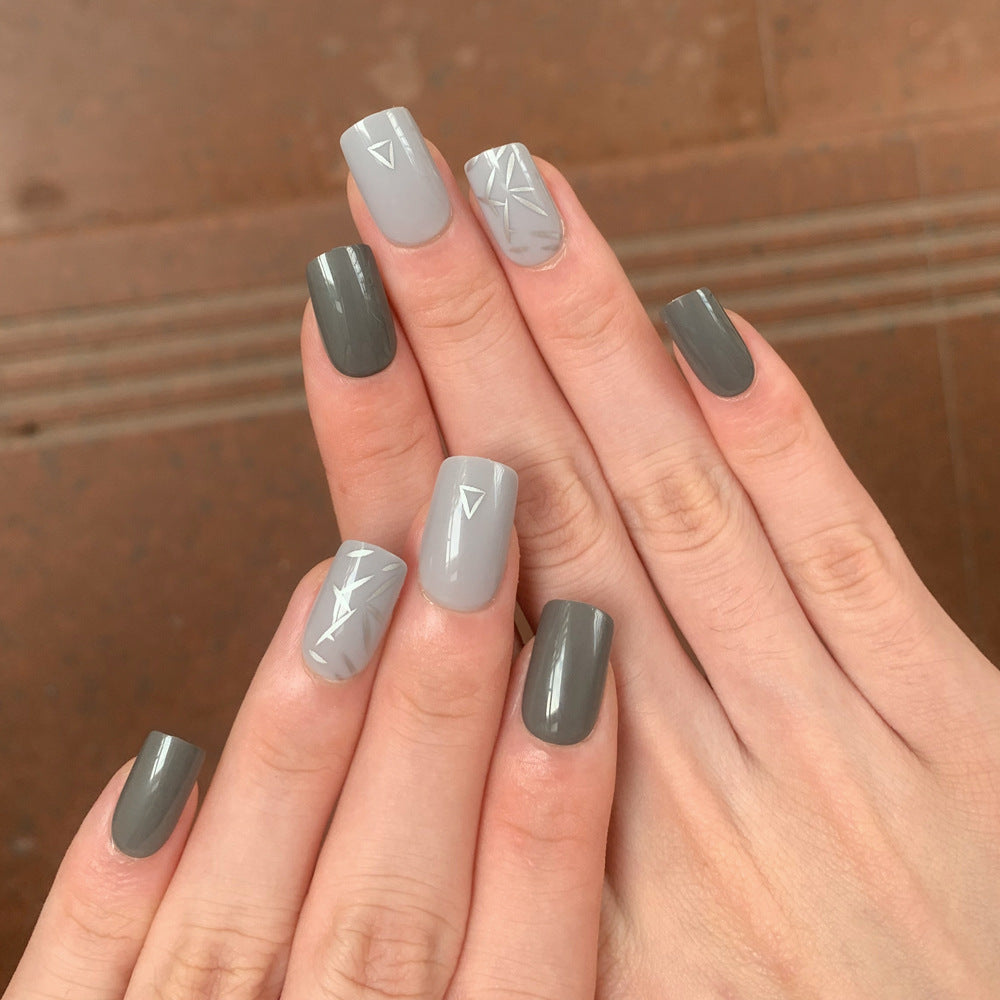 Grey Nail Designs with Modern Geometry Flair