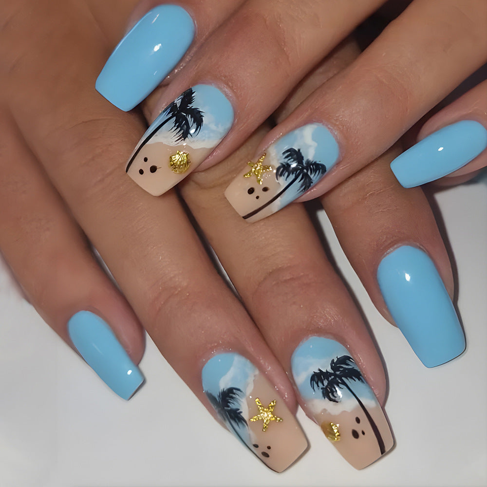 Tropical Palm Leaf Nails for a Beach Vibe