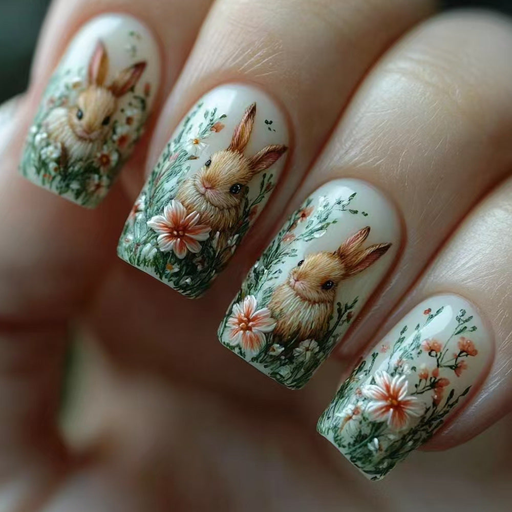 Floral Bunnies Shine in Pastel Nail Magic