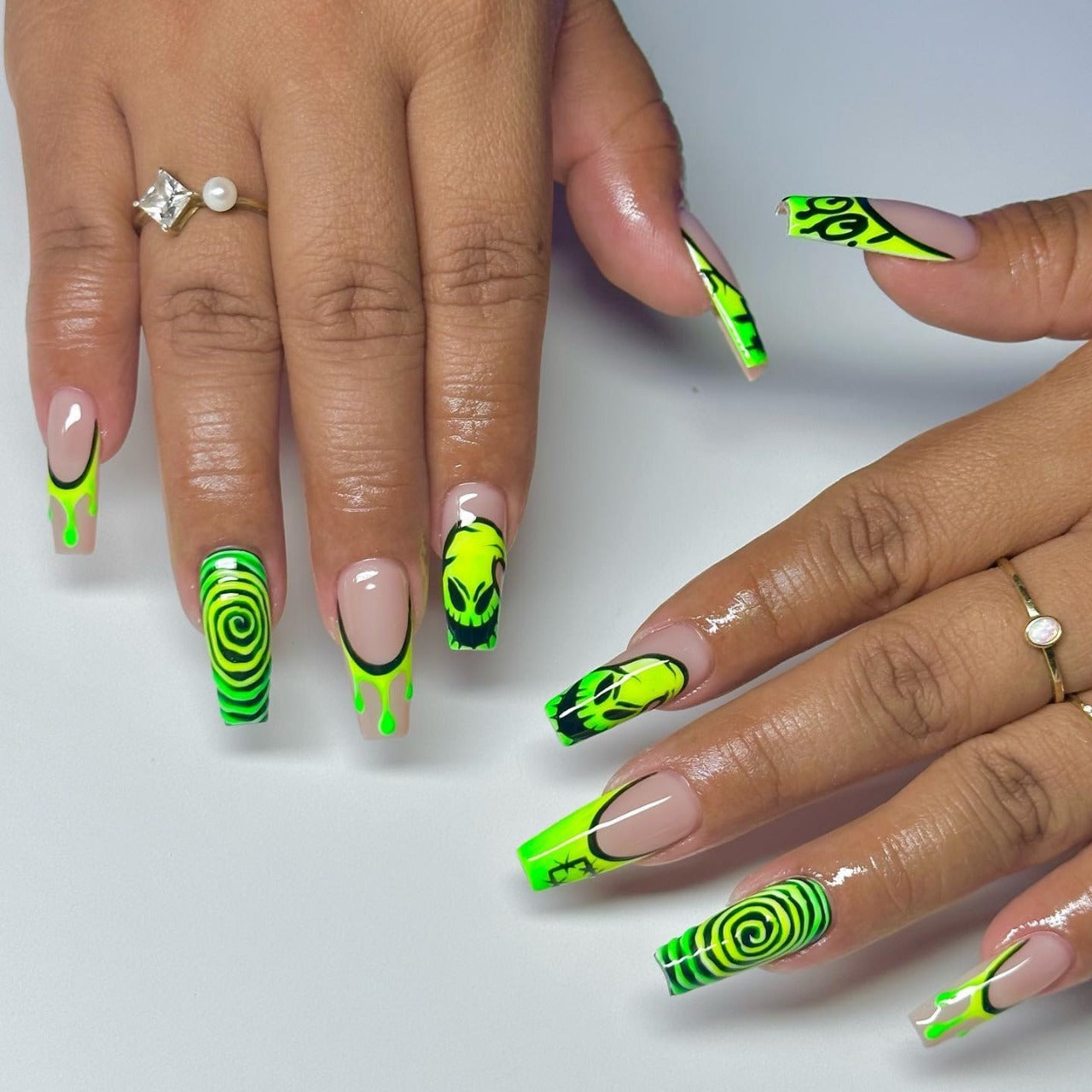 Lime Green Nails with Alien Glow Magic