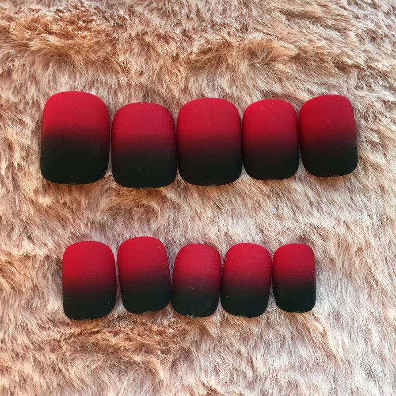 Ominous Ombre Short Squoval Red Bold Press On Nails