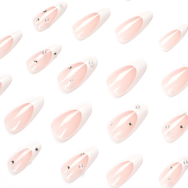 Swipe My Card Long Almond Pink Studded Press On Nails