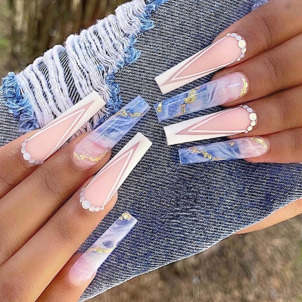 Stunning Long Nail Designs with a Denim Twist