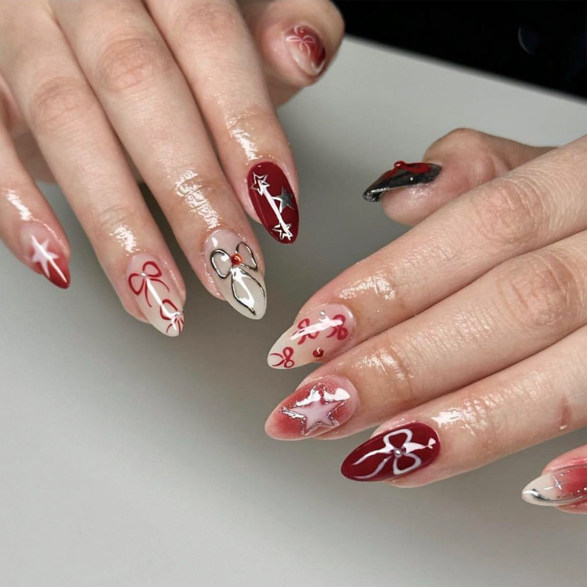 Red Almond Nail Inspiration