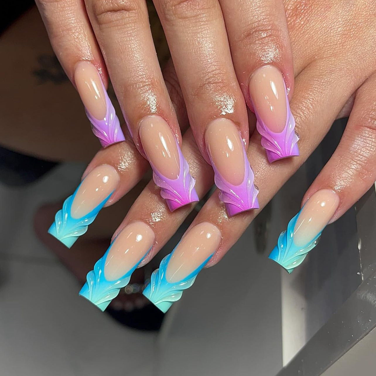 Dreamy Gradient Bloom Acrylic Nail Set