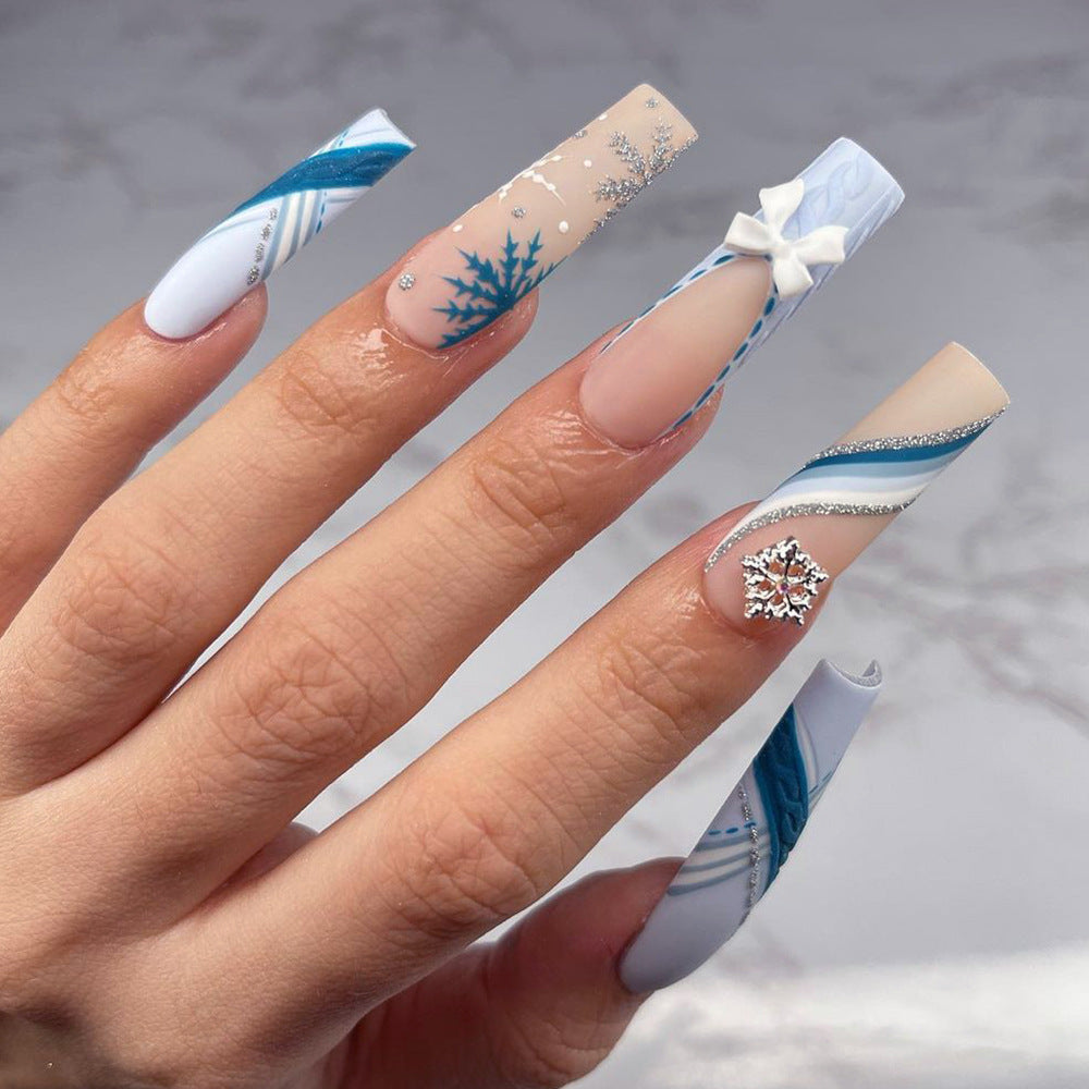 Frosty Snowflake Press-On Nails