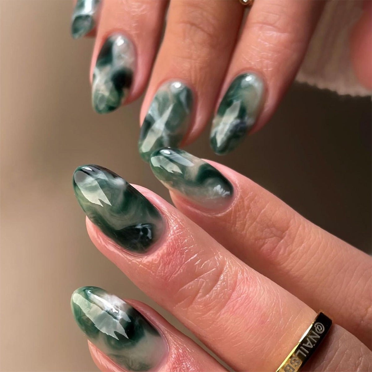 Forest Green Nails with Metallic Magic
