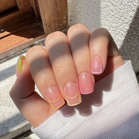 Fresh Air Short Square Pink Spring Press On Nails