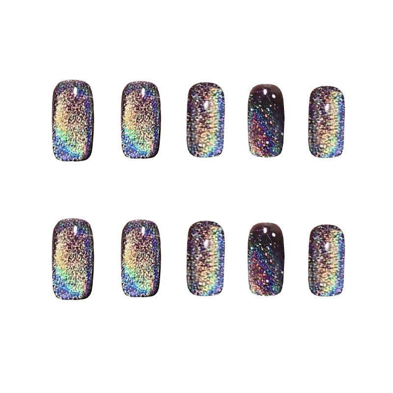 Prism Power Medium Square Black Galaxy Press On Nails