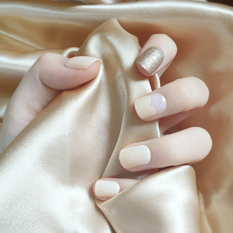 Elegant Nude Satin French Manicure