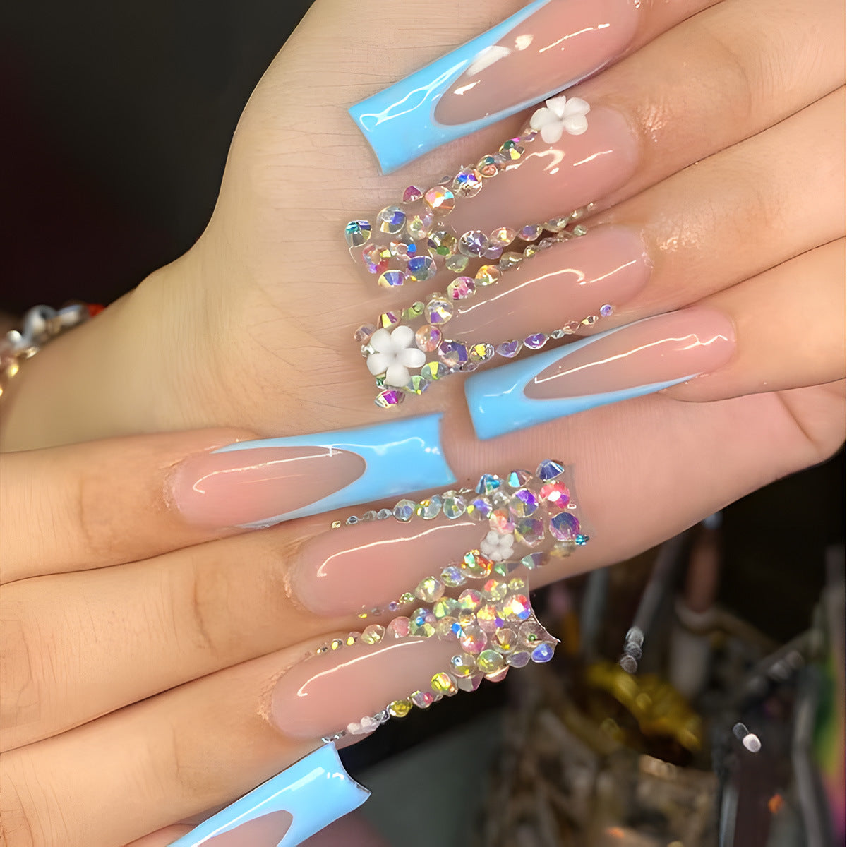 Ocean Wave Glitter Nails That Shine