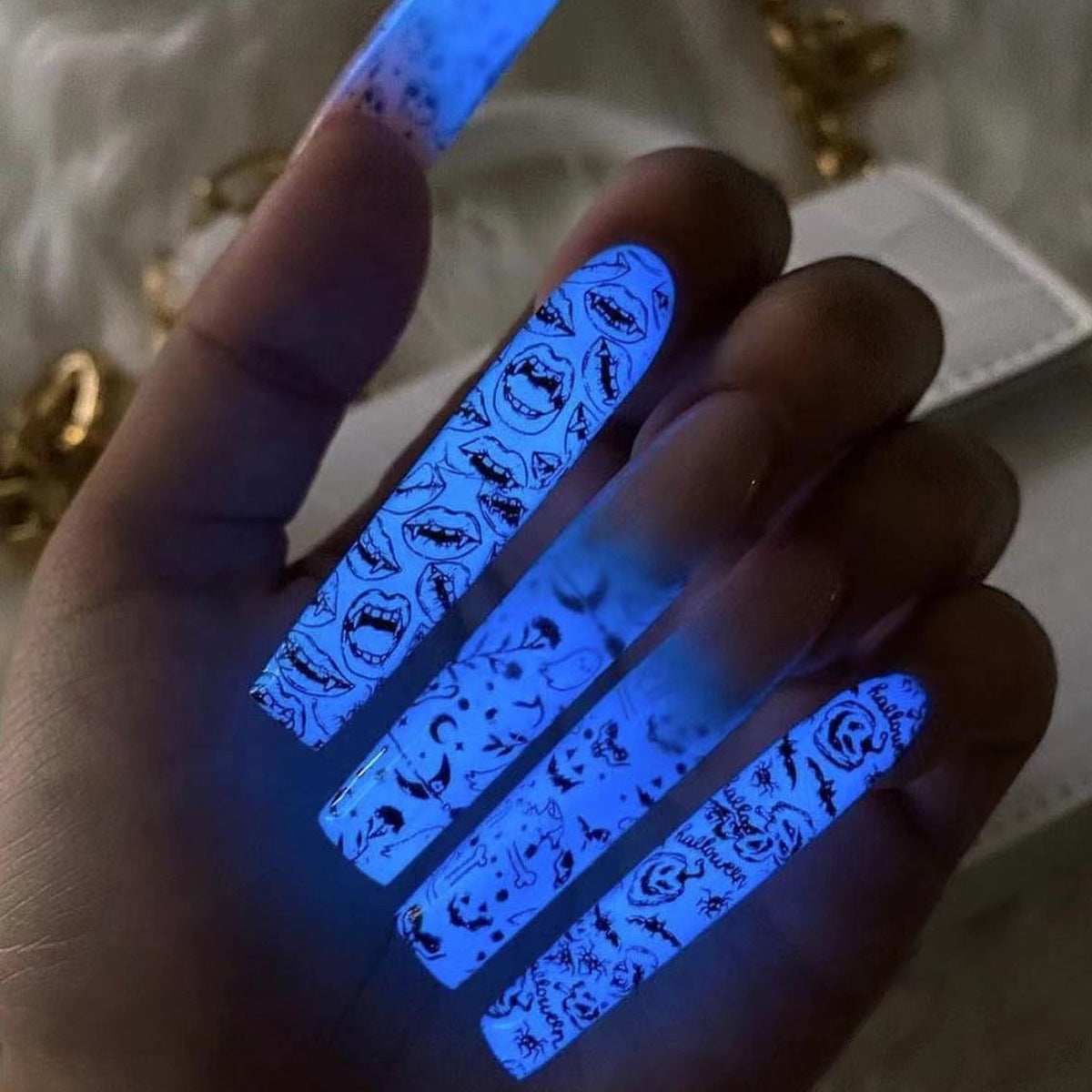 Glow In The Dark Nails Coffin Press-On Nails Glow In The Dark