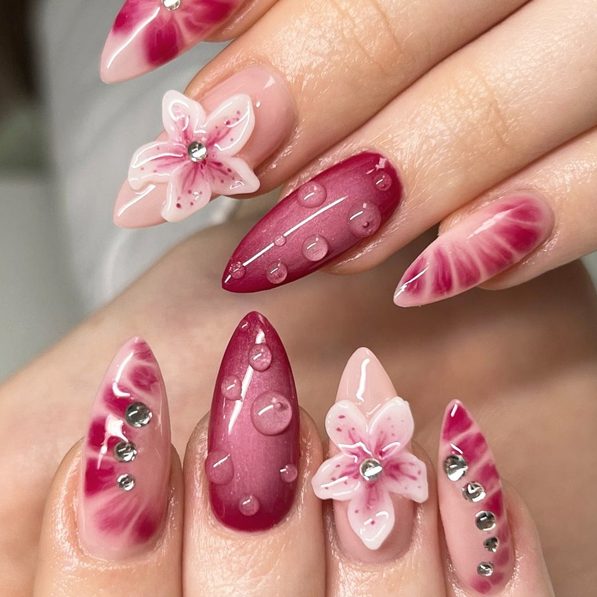 Boho Layered Rose Nails That Bloom