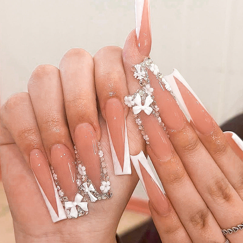 Long-Lasting Beige Bridal Nails