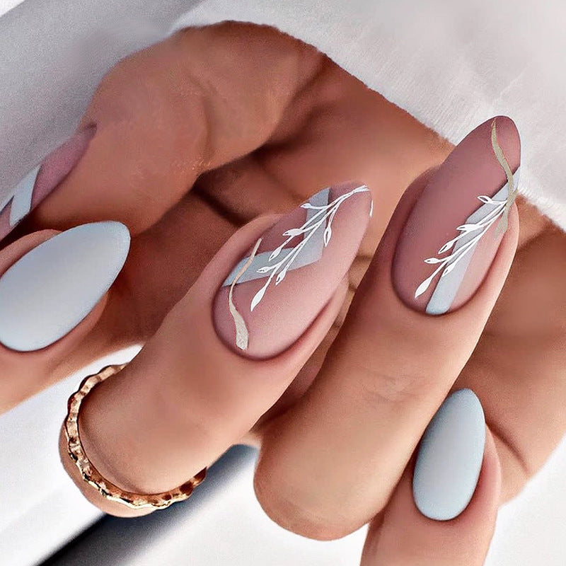 Elegant Soft Botanical Nail Design