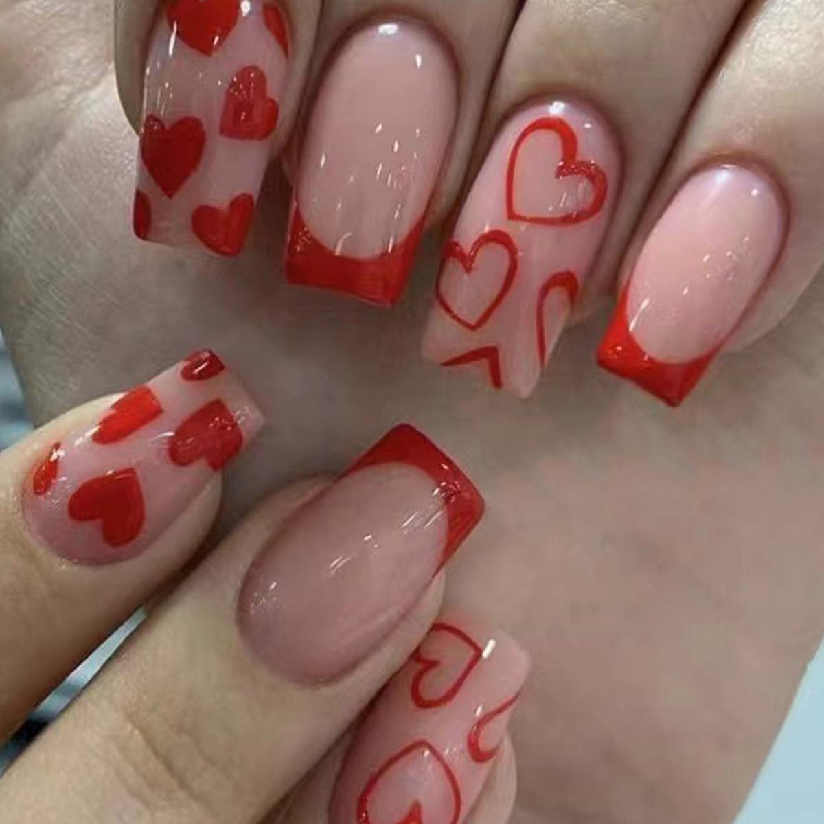 Valentine’s Heart Pattern Nail Design