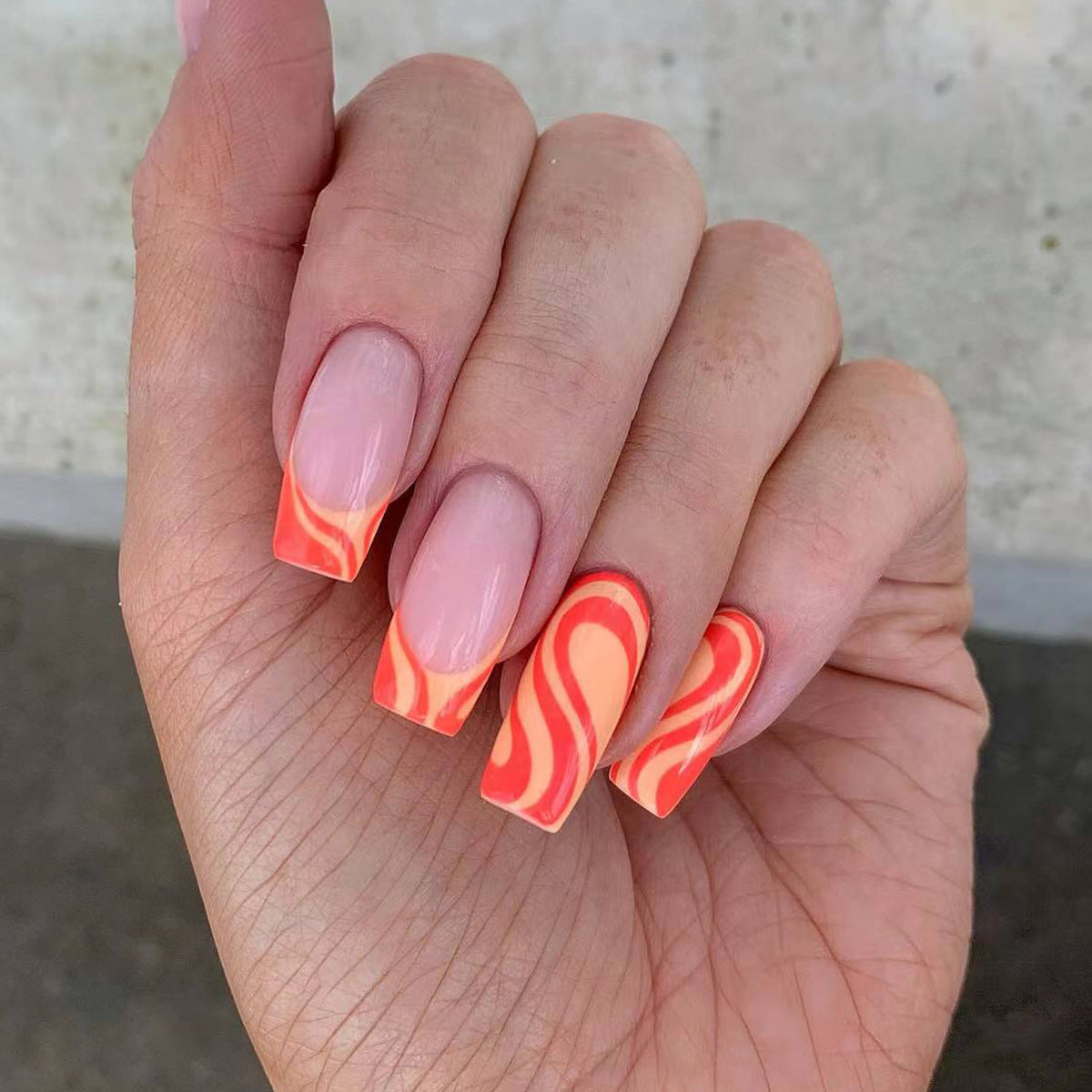 Summery Orange Swirls for Bold Summer Nails