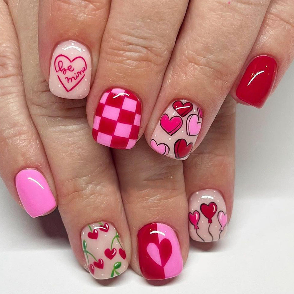Adorable Tiny Hearts Short Nails