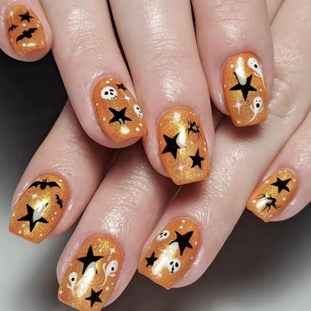 Glittering Ghost Moon Nails