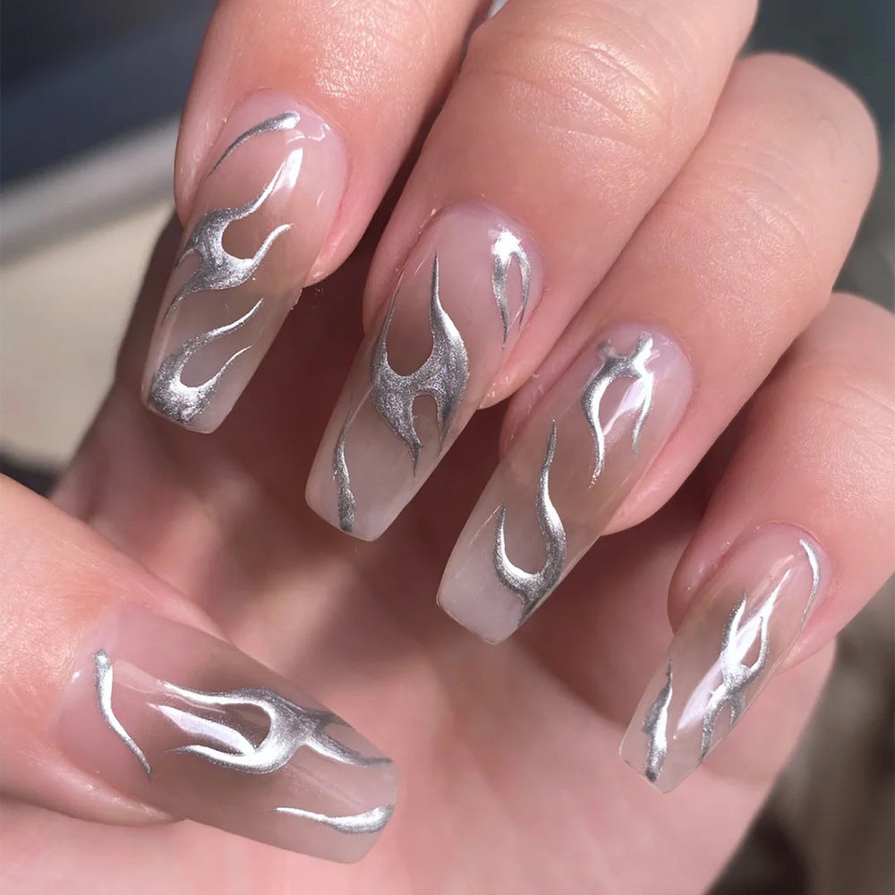 Y2K Holographic Silver Nails 2025