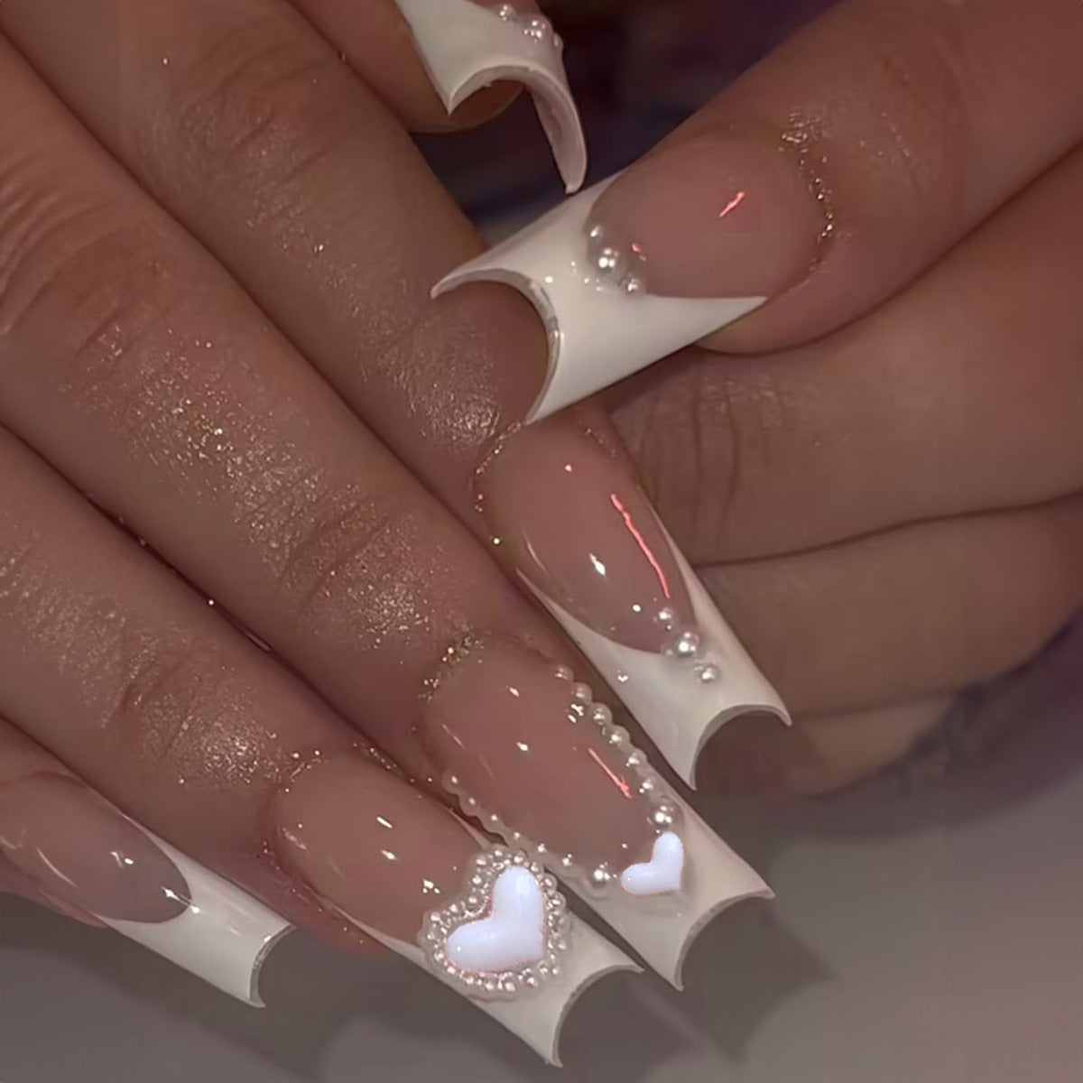 Romantic Pearl Wedding Nails That Shine