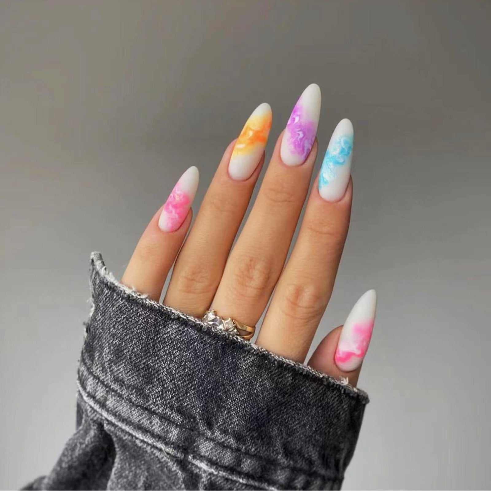 2025 Pastel Galaxy Swirl Coffin Nails