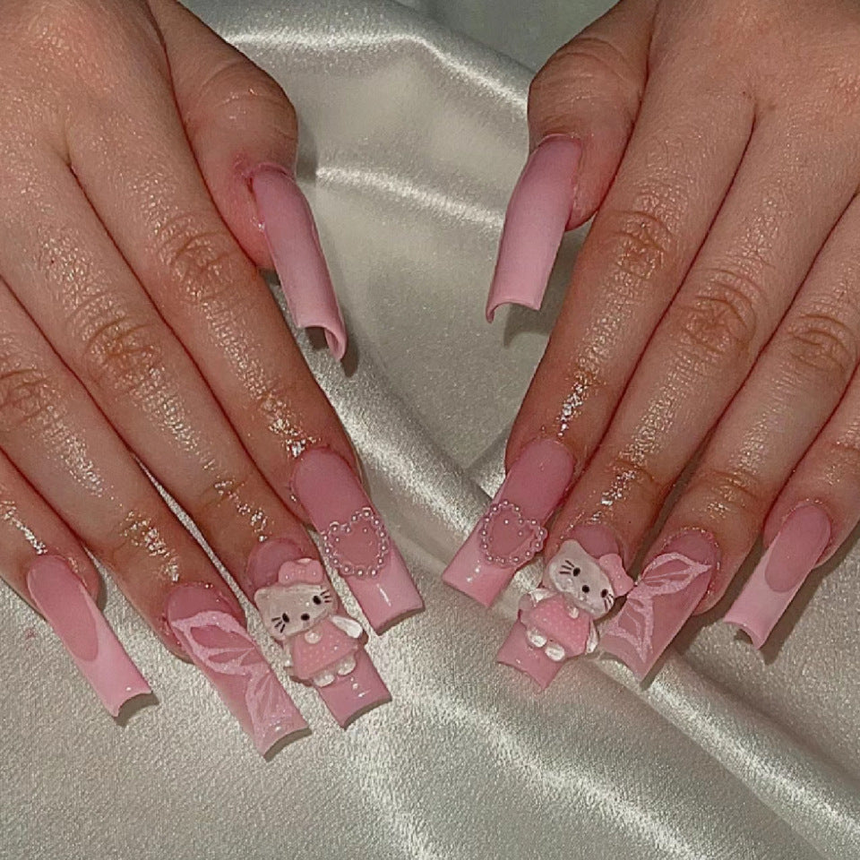 Hello Kitty Nails  Hello kitty nails, Pink acrylic nails, Simple nails