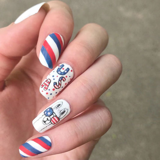USA Medium Square Red White And Blue 4th Of July Press On Nails