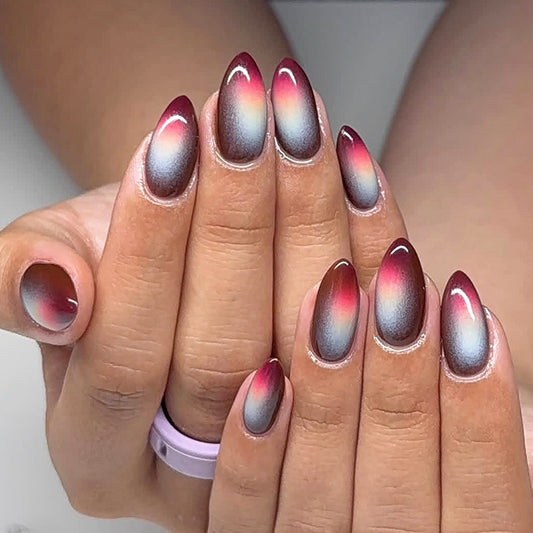 Ethereal Sunset Long Almond Gradient Ombre Press On Nail Set
