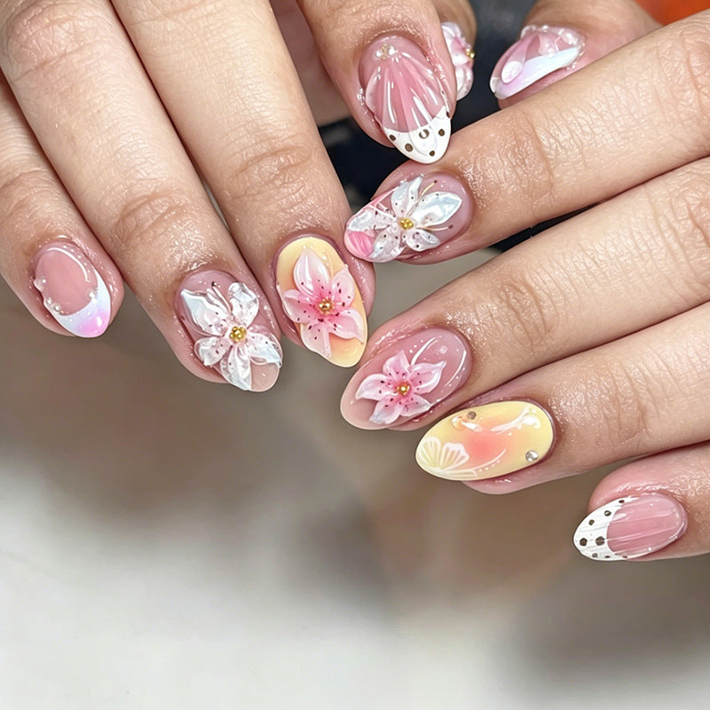 Floral Fantasy Medium Oval Blush with Artistic Flower Accents
