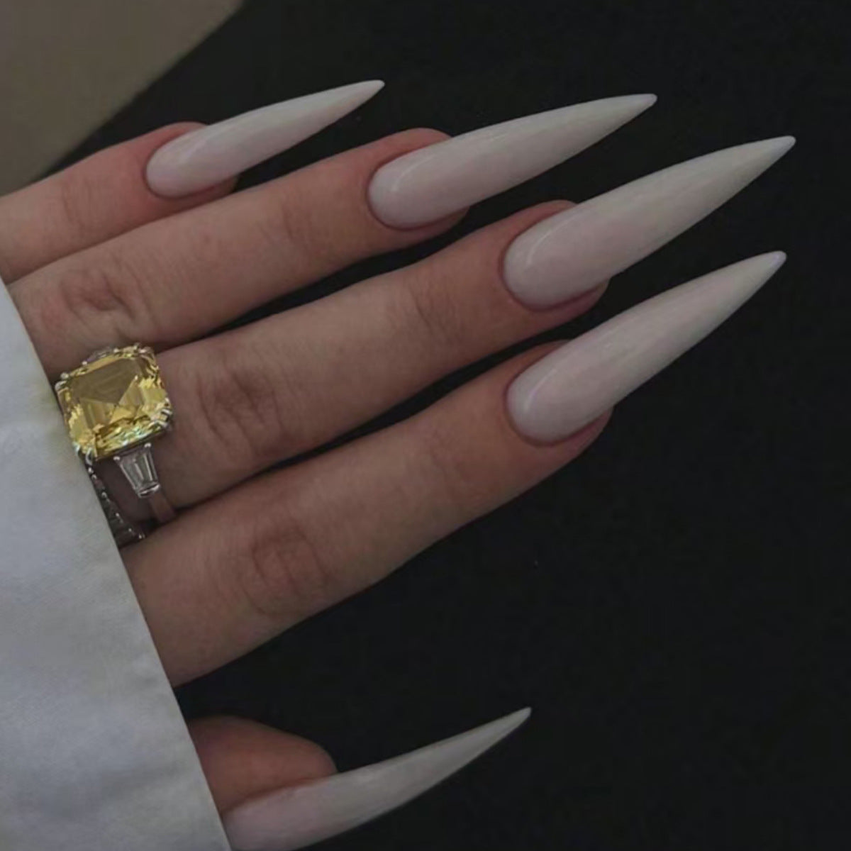 Enchanting Elegance Long Stiletto Almond Shaped Soft Pink Press On Nail Set with High Gloss Finish