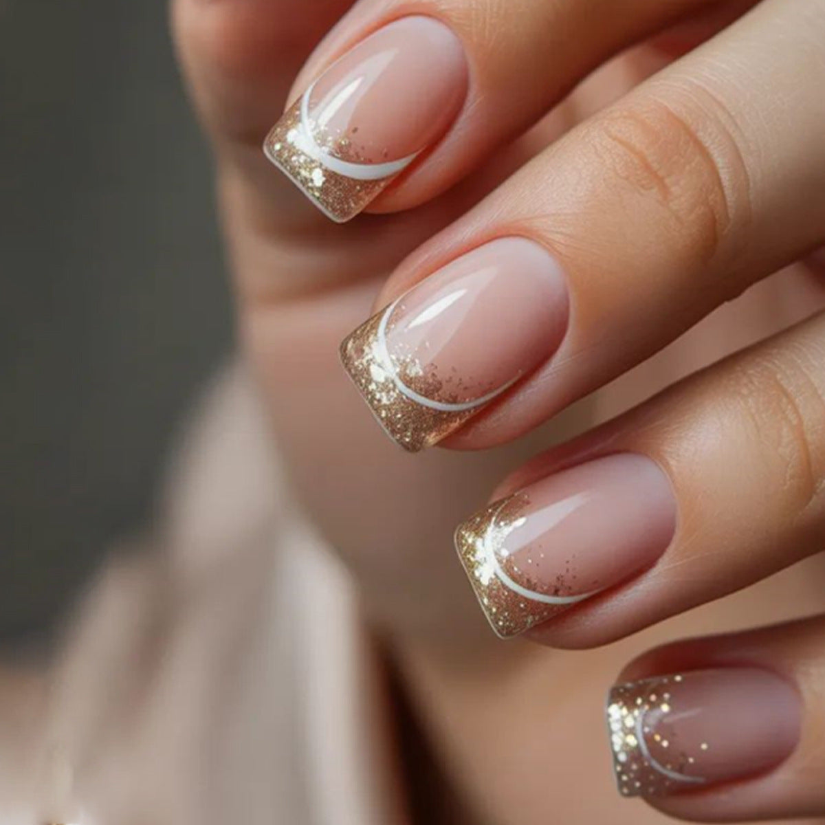 Glamorous Gold Sparkle Short Square Press On Nail Set
