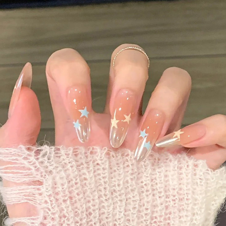 Celestial Dreams Long Oval Transparent with Dazzling Star Accents Press-On Nail Set
