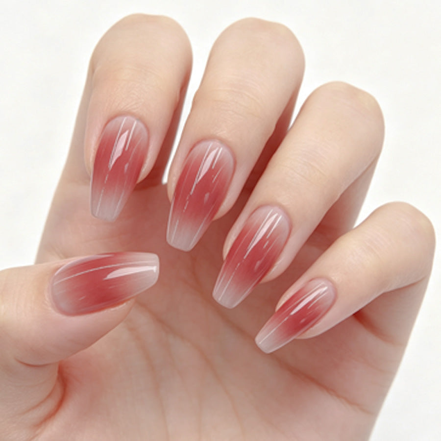 Elegant Ombre Long Coffin Coral Gradient Press on Nail Set