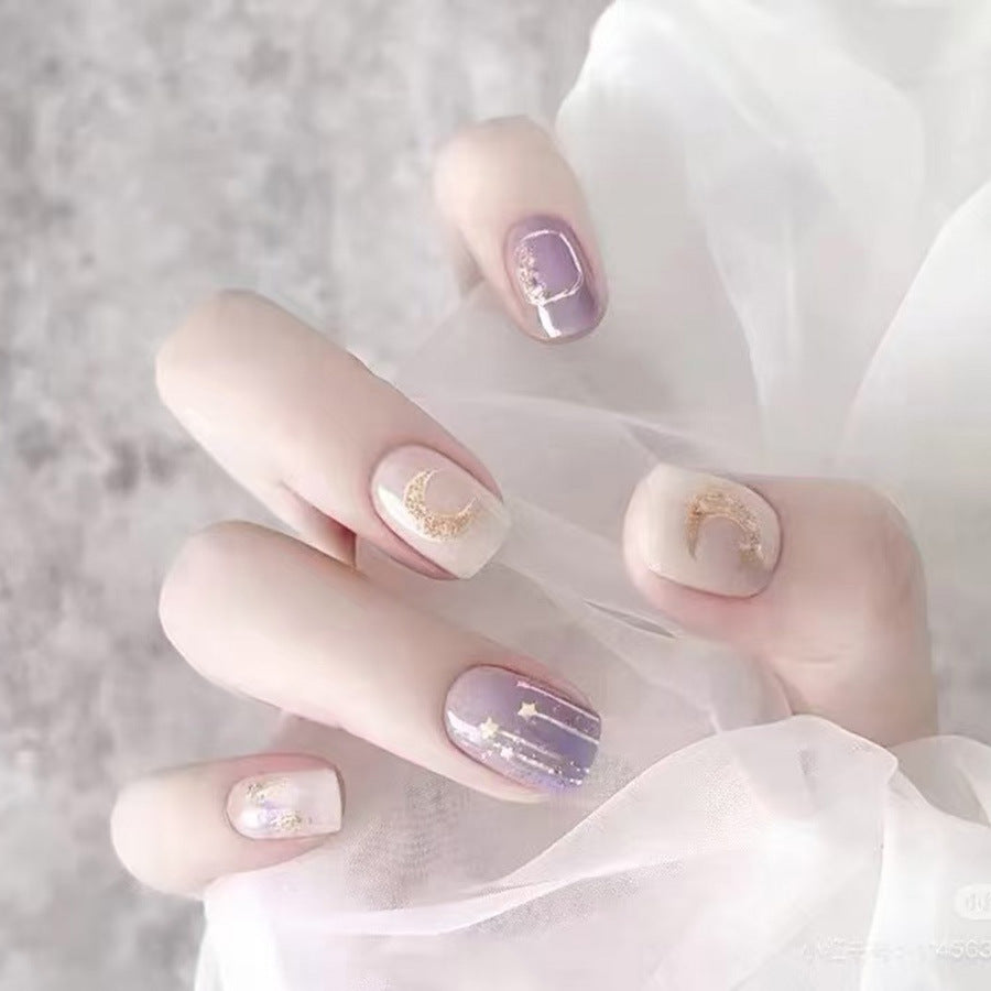 Celestial Glamour Long Square Lavender with Starry Accents Press on Nail Set