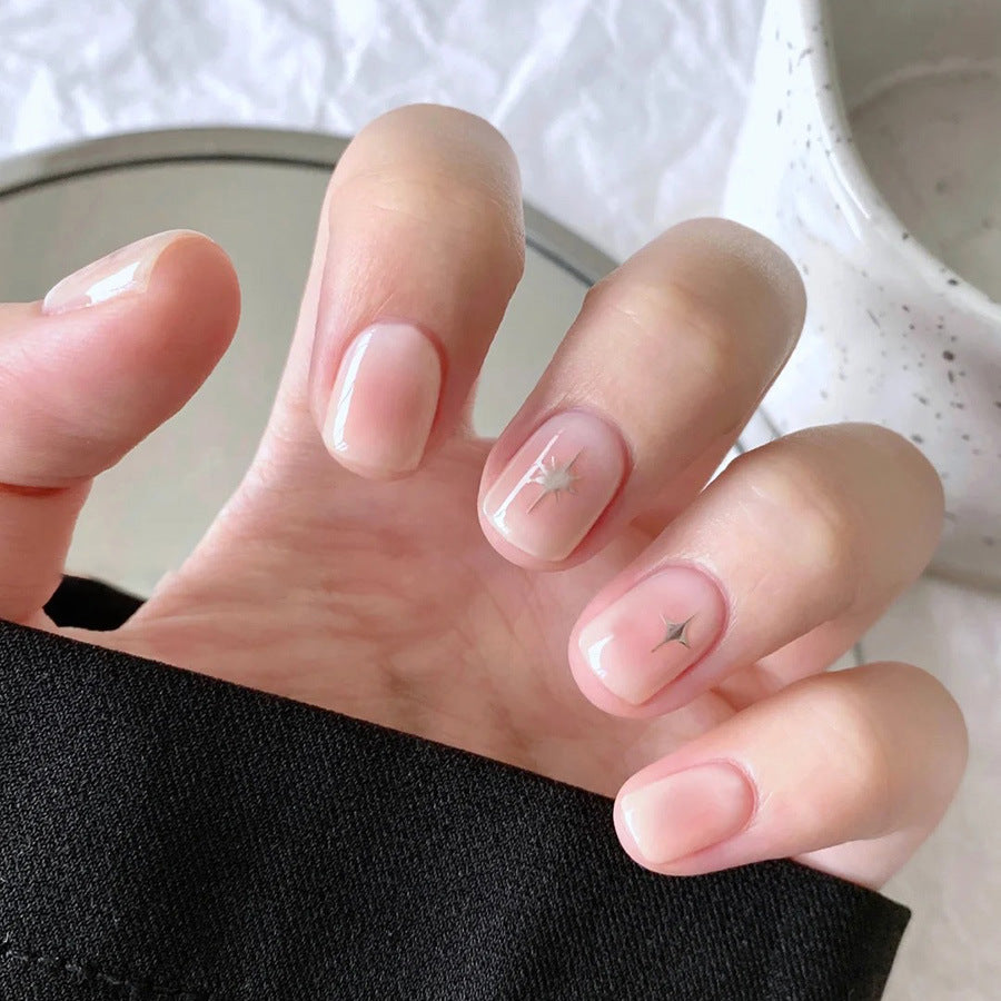 Celestial Dream Short Round Soft Pink with Glitter Accents Press-On Nail Set