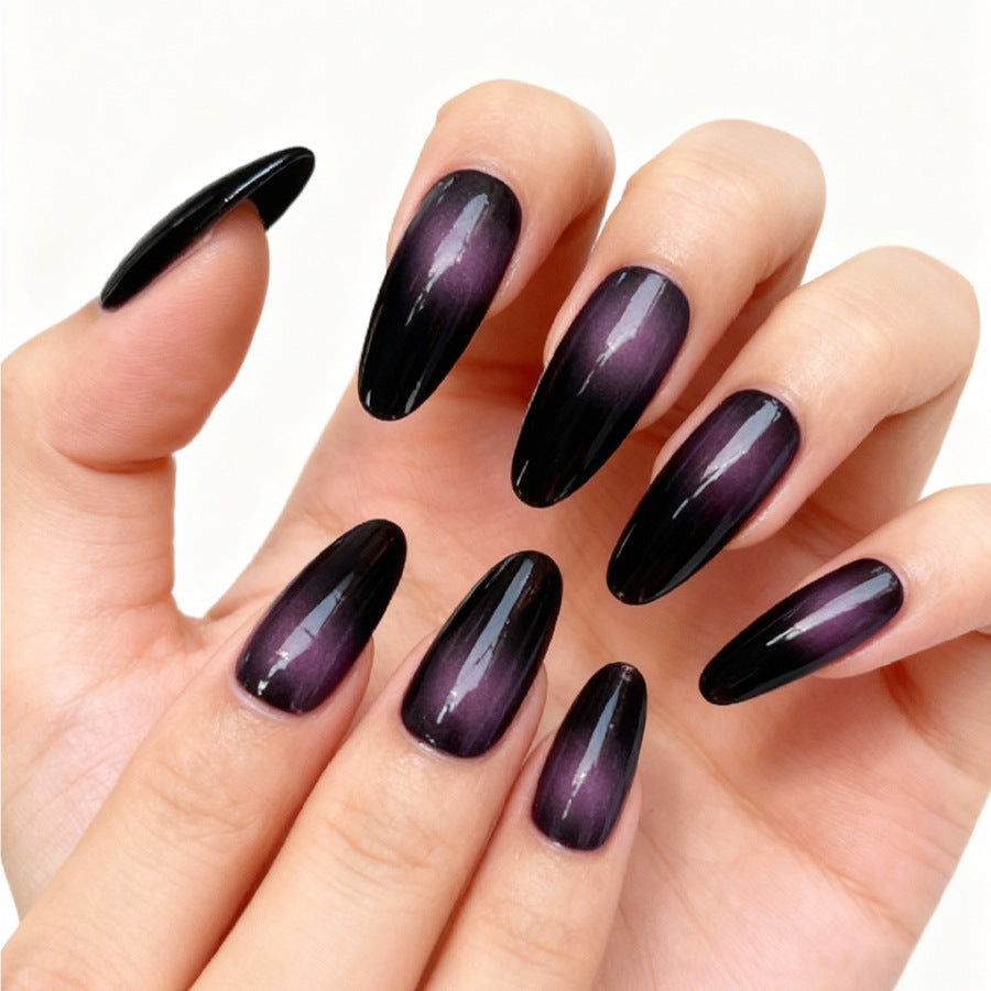 Mystical Elegance Long Oval Purple Ombre Press On Nail Set with a Glamorous Shine