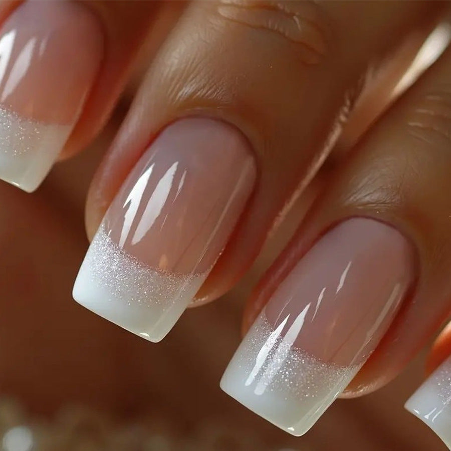 Chic Oasis Medium Square Soft Pink Ombre Finish Press On Nail Set