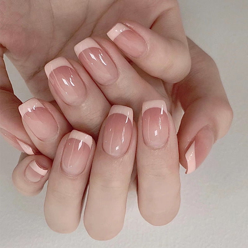 Chic Elegance Short Square Blush Pink Glossy Finish Press-On Nail Set