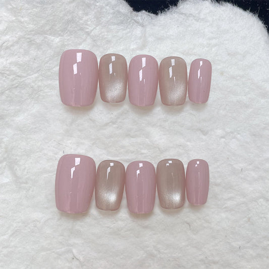 Blossom Beauty Short Square Soft Pink Ombre Press On Nail Set