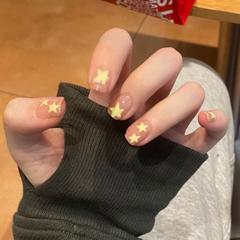 Celestial Dream Short Square Soft Pink with Star Accents Press On Nail Set