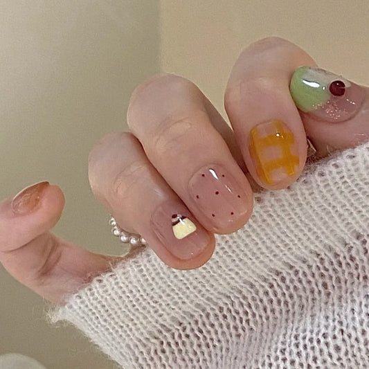 Whimsical Delight Short Square Pastel with Playful Designs Press On Nail Set