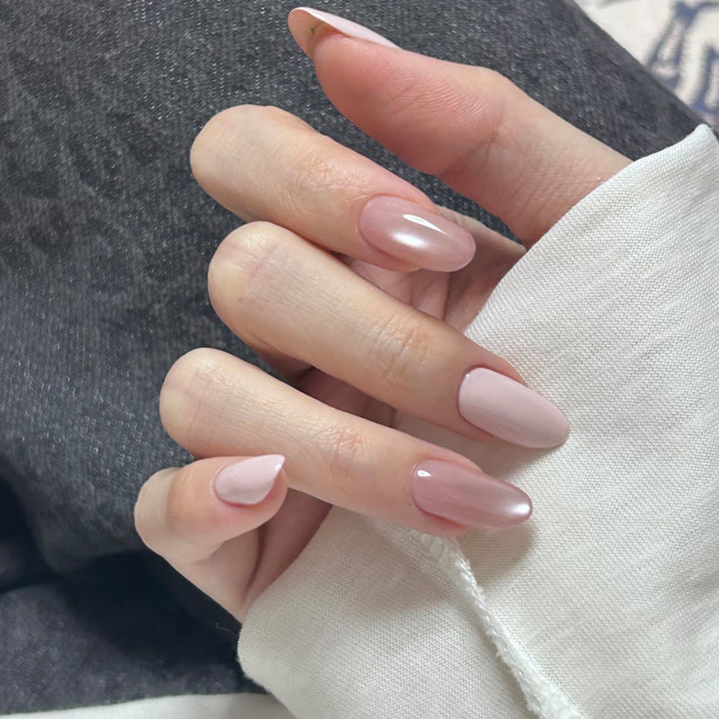 Whimsical Elegance Medium Oval Pink Ombre Shimmer Press On Nail Set