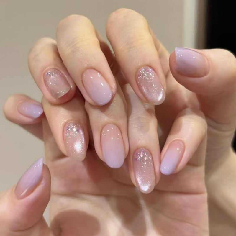 Enchanted Lavender Medium Oval with Glitter Gradient Press On Nail Set