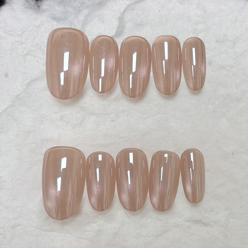 Glamorous Elegance Short Almond Soft Pink Shimmer Press On Nail Set