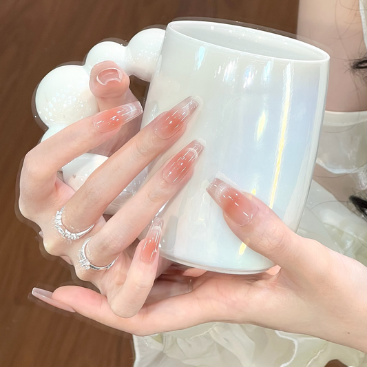 Chic Elegance Long Coffin Ombre Nails with Elegant French Tips