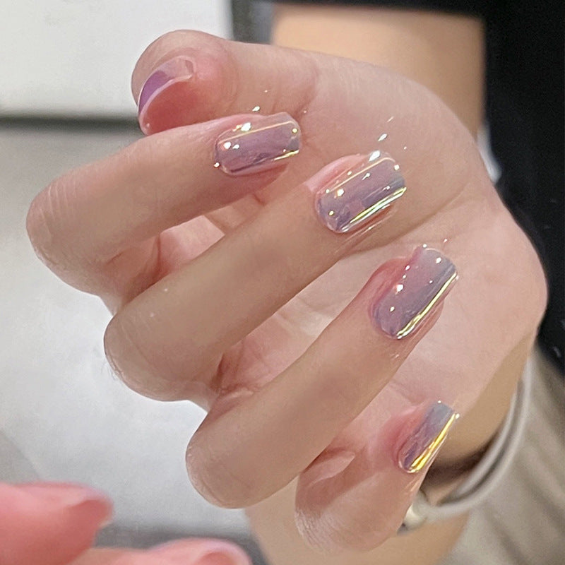 Mystic Dreamscape Medium Square Lavender Ombre with Iridescent Shine Press-On Nail Set