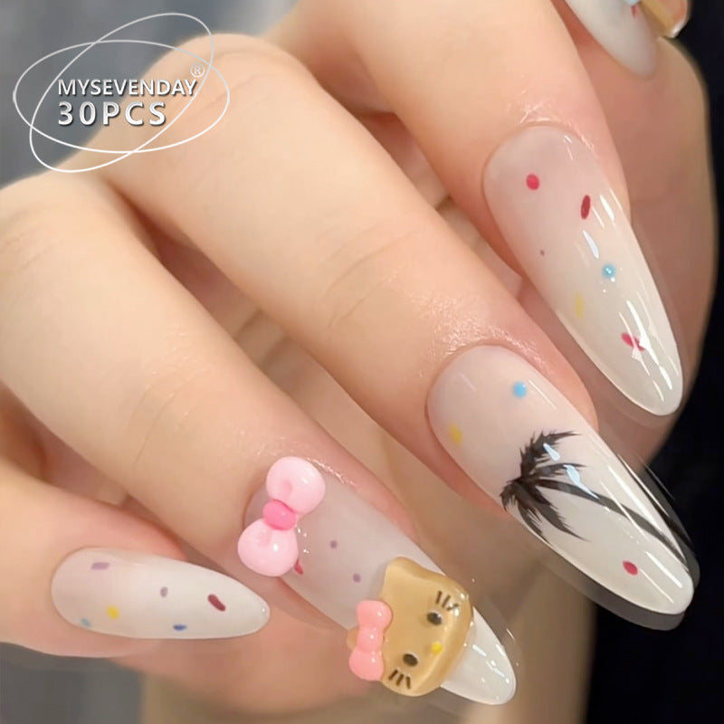 Whimsical Paradise Long Almond Shape Pastel Color With Fun Character Embellishments Nail Set