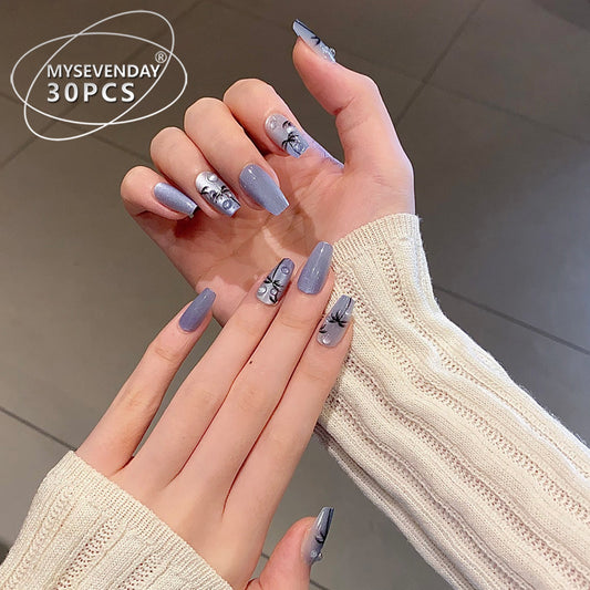 Mystical Lavender Elegance Medium Coffin Shaped Beautifully Detailed Press-On Nail Set